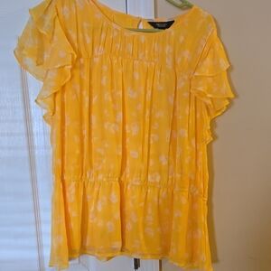 Vera Wang Yellow Ruffle Blouse
